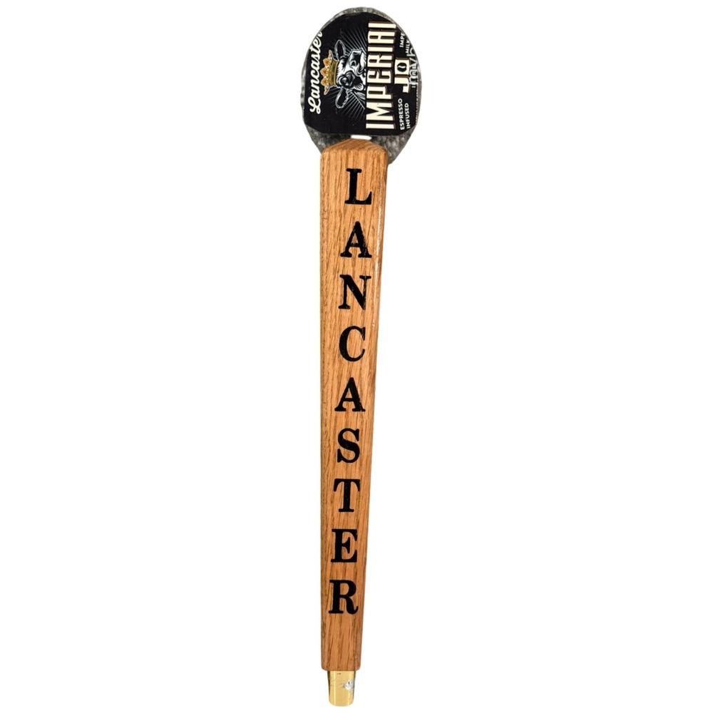 Lancaster Imperial Jo Espresso Milk Stout Beer Tap Handle Wood Brown Medallion